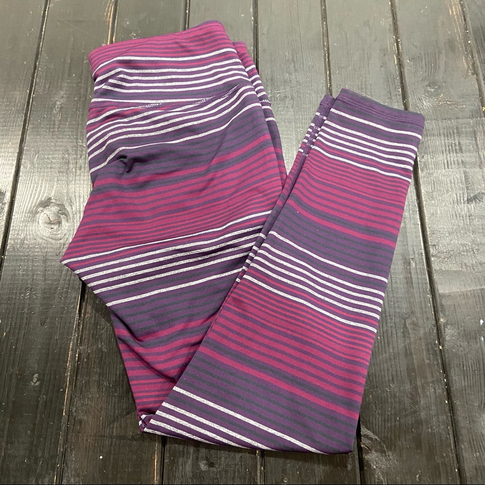 Athleta Chaturanga Colorblock‎ Striped Leggings Purple 349333 Women’s MP
